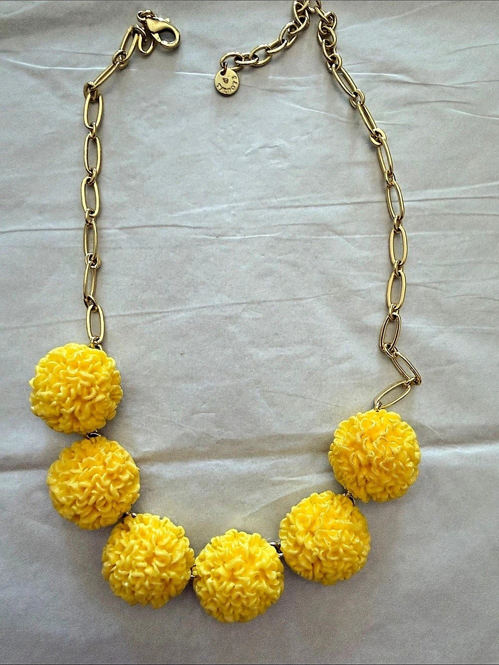 Talbots Yellow Floral Ball Statement Necklace
